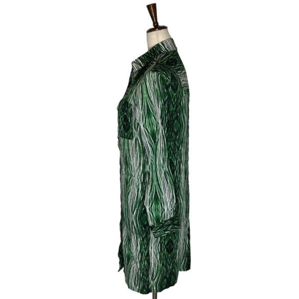 Derek Lam For Design Nation Cotton Shirt Dress Long Sleeve Woodgrain Green XS - Picture 3 of 8